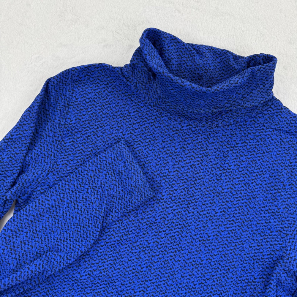 Athleta Turtleneck Top Women's Size S Blue Black Long Sleeve Athletic